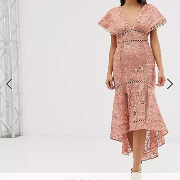 NWT ASOS DESIGN Tall Flutter Sleeve Midi Dress - Picture 4 of 7